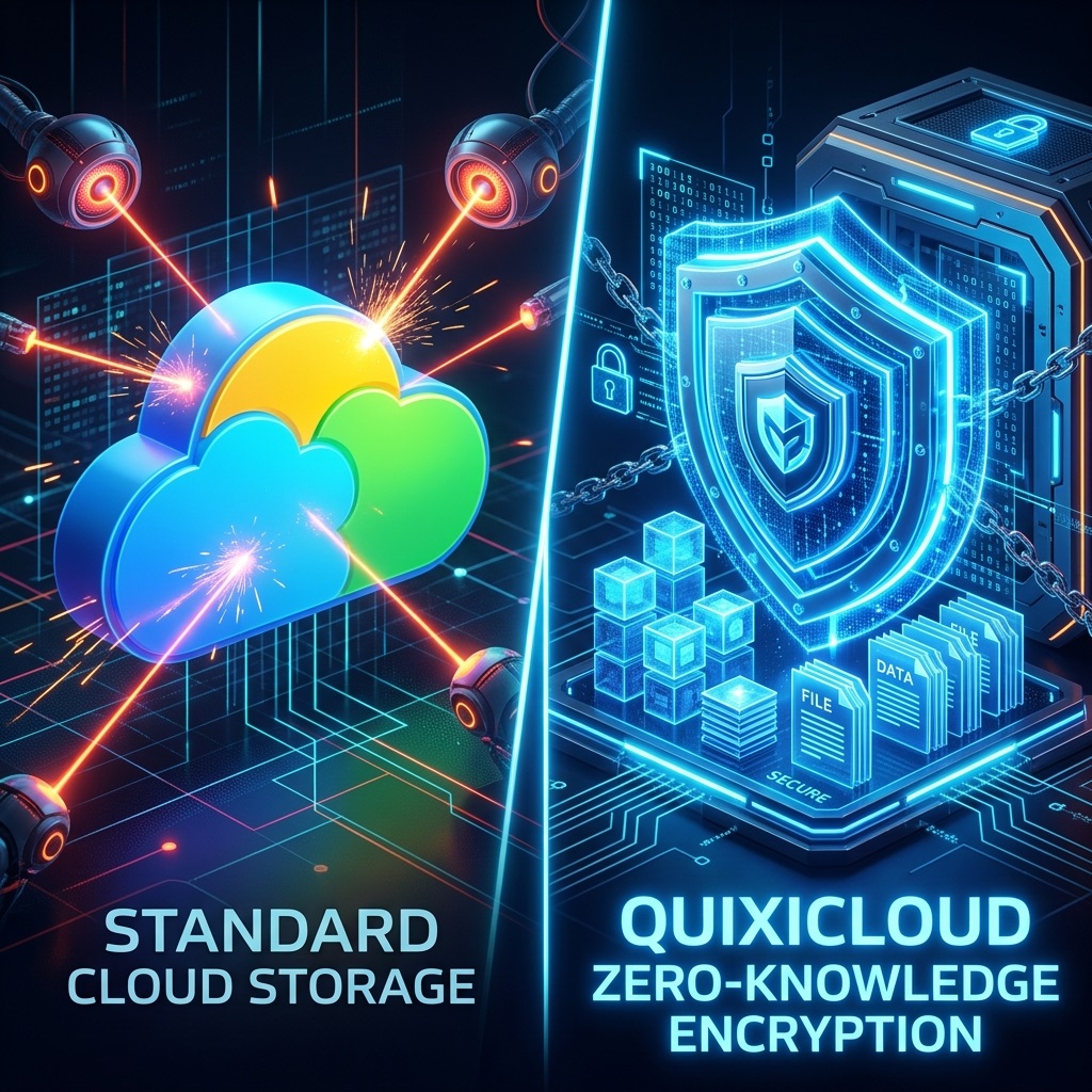 QuixiCloud vs. Google Drive: The Zero-Knowledge Alternative